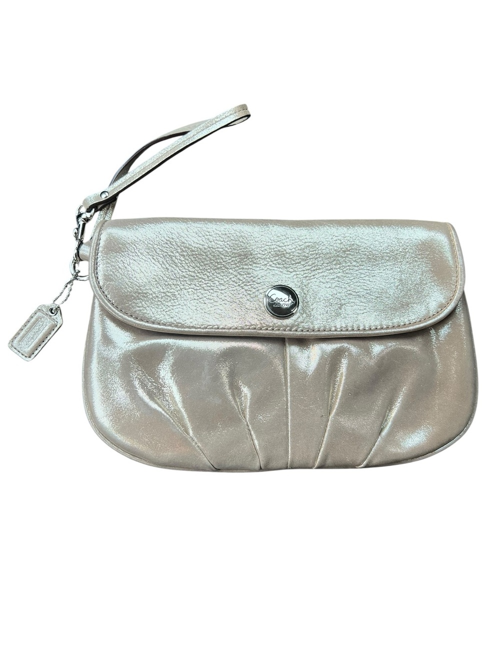 Coach Metallic Gold Leather Large Wristlet Clutch